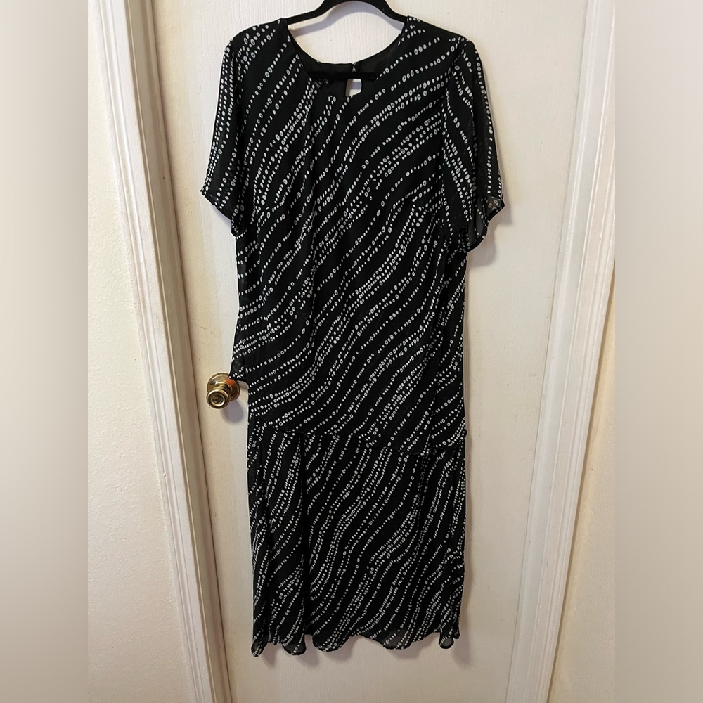 Vintage Plus Sized Black and White Mlle Gabrielle Maxi Dress